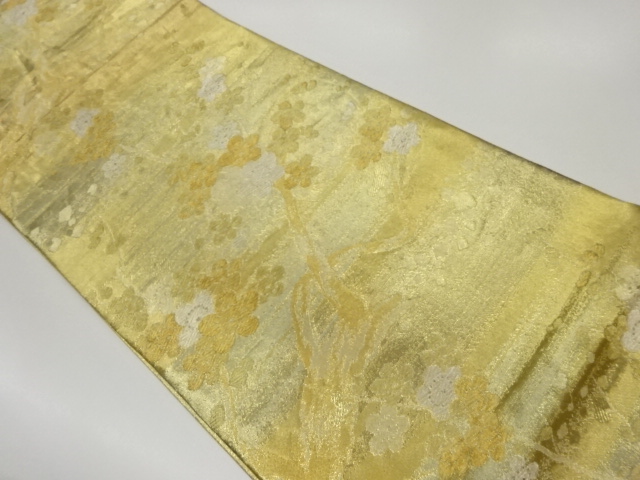 梅に色紙散らし模様織出し袋帯